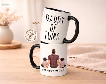 Personalized Daddy of Twins Mug, Custom Twin Dad Gift, Father of Twins Birthday Gift, Dad of Twins Coffee Cup, Twin Dad Fathers Day