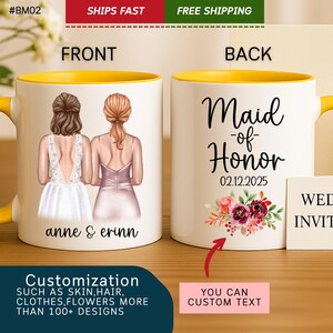 Personalized Matron of Honor Proposal Mug, Will You Be My Maid of Honor Gift, Maid of Honor Gifts Matron of Honor, Bridesmaid Mug. (#BM02)