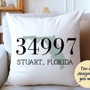 Personalized Zip Code Pillow, Address Pillow, Area Code Pillow, City State Pillow, New Homeowner Gift, Closing Gift for Buyers, Farmhouse
