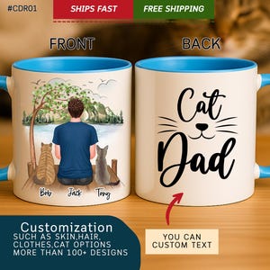 A Personalized Gift For Cat Lovers - Custom &quot;Cat Dad&quot; Coffee Mug! Cat Dad, Mug Cat Father, Cat dad mug, Cat Dad Cup, Custom Pet Mug #CDR01