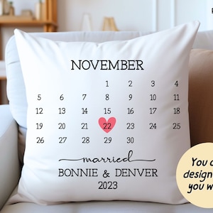 Personalized Wedding Pillow With Date, Wedding Date Pillow, Personalized Wedding Gift For Couple Married Pillow, Wedding Anniversary Pillow