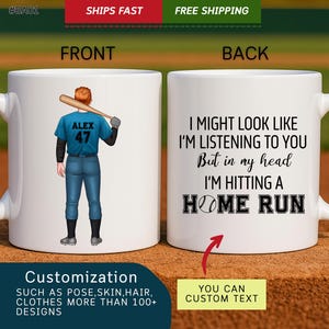 Personalized Baseball Player Mug - Custom Name & Number - Funny Baseball Quote Gift - Baseball Team Player Coffee Cup - Sports Fan Gift Idea