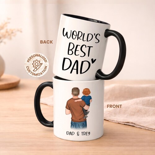 Personalized Dad Gifts From Kids, Daddy Gifts From Daughter and Son, Custom Gift For Dad, Dad Coffee Mug With Kids, Birthday Gift (#DNK10)