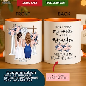 Personalized Maid Of Honor Mug Proposal Gift Will You Be My Maid Of Honor Mugs Bridesmaid Gift Box Wedding Day Gifts. (#BM11)