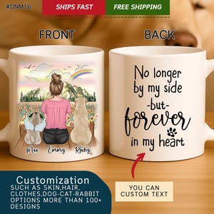 Girl And Dogs - Forever In Our Hearts - Memorial Dog Custom Mug Personalized Gift For Dog Mom, Memory Gift Dog Lovers #DNM16