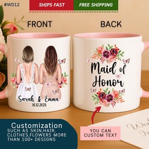 Personalized Matron of Honor Proposal Mug, Will You Be My Maid of Honor Gift,Maid of Honor Gifts Matron of Honor,Bridesmaid Proposal (#WD12)