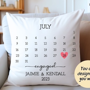 Personalized Engagement Pillow, Engagement House Gift, Engagement Date Gift, Pillow For Couples, Anniversary Pillow Gift