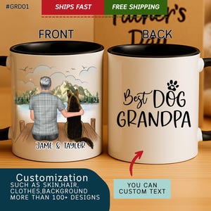 Aangepaste mok hond opa, mok hond opa, hond vader cadeau, hondenliefhebber cadeau, hondenmok, hond moeder, hond koffiemok, cadeaus voor hondenliefhebbers. (GRD01)