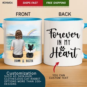Forever in My Heart – Personalized Dog Memorial Beach Mug, Rainbow Bridge Pet Loss Gift, Custom Pet Remembrance Keepsake