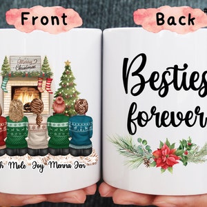 Amigo CHRISTMAS MUG, Besties para siempre taza de café de Navidad, regalo de Navidad, regalo personalizado de mejor amigo, regalos personalizados de Navidad para niñas
