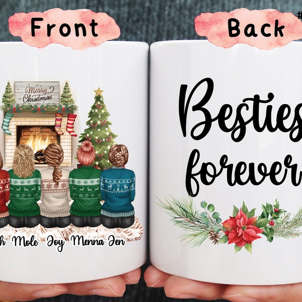 Friend CHRISTMAS MUG, Besties forever Christmas coffee mug, Christmas Gift, Personalized Best Friend Gift, Personalized Girl Xmas Gifts