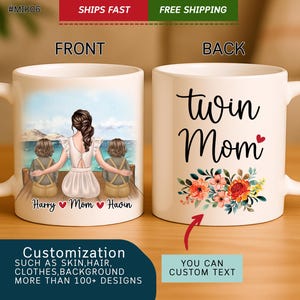 Twin Mom Mug, Mom Of Twins Mug, Twin Mom Gift, Mom And Daughter Mug, Mother&#39;S Day Gift For Twin Mom, Mom And Her Daughters,Mom Daughter Gift