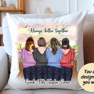 Personalized best friends Pillow, Custom Pillow friendship Personalized, Christmas bff gift, Double sided pillow case, up to 6 Friends.
