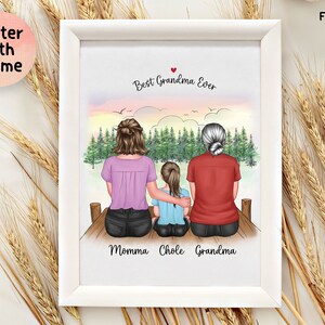 Personalized Framed Wall Art 3 generations, Mother&#39;s Day gift idea, grandmother and mom print art, Mom gift with toddler, grandma print art
