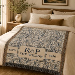 Regali per il 14° anniversario di matrimonio, coperta personalizzata per la coppia, coperta tessuta su misura, regalo romantico per l'anniversario per marito e moglie