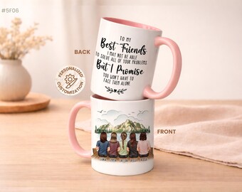 Coffee mug for up to 5 friends. Custom background and characters