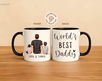 Personalized Dad Mug From Kids, Dad Birthday Gift, Custom Character Coffee Mug, Father'day Gift
