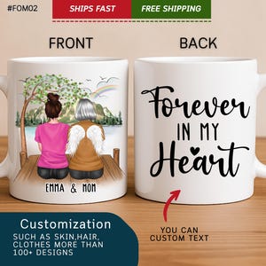Mother Memorial Gift, Angel Wing Gift, Personalized Memorial Mug, Forever In My Heart, Best Friends Memorial Gifts, Loss Gift (#FOM02)