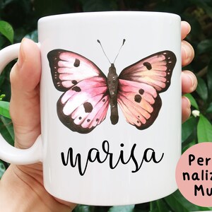 Butterfly Mug Pink, Butterfly Coffee Mug, Butterfly Gifts for Women Unique, Personalized Butterfly Coffee Cup With Name, Butterflies Gift