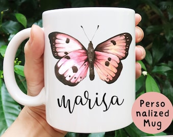 Butterfly Mug Pink Butterfly Coffee Mug Butterfly Gifts for - Etsy