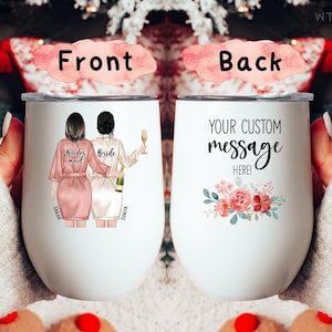 Personalized Tumbler, Bridesmaid Proposal Gift, Custom Portrait BRIDESMAID mugs, Wine Tumbler, Coffee Cup, 12oz Stainless Steel Tumbler