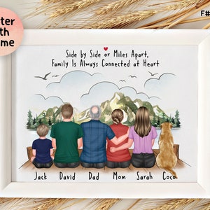 Personalized Framed Family and pets Wall Art, Family portrait gift, Mother's day gift idea, Mom gift from daughter, family Birthday gift