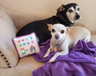 Woof Squared Cross Stitch Chart and Pillow Finish instructions, PDF download