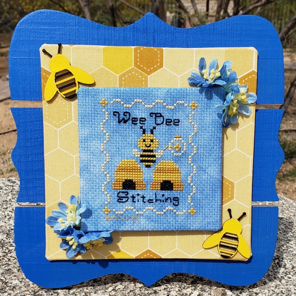 Wee Bee Stitching cross stitch, PDF download, text and no text versions included