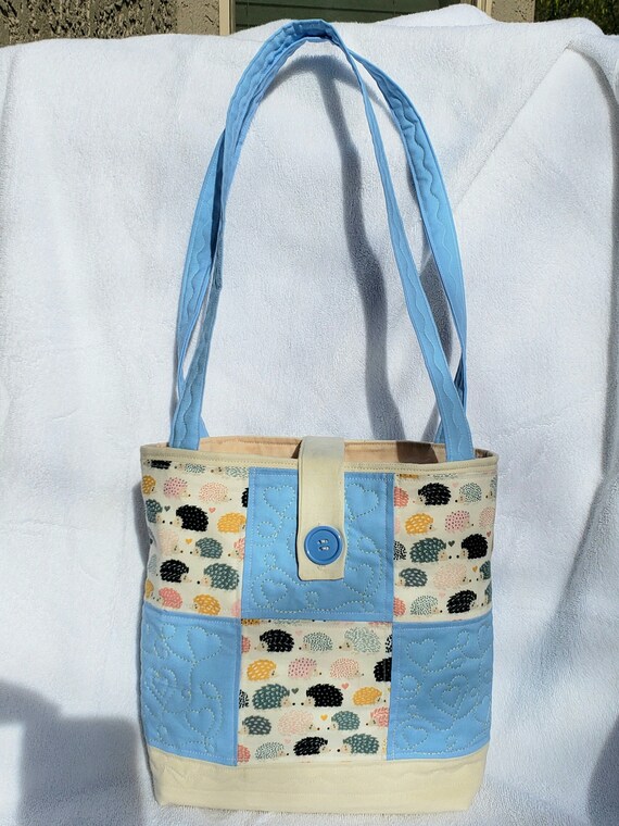 Hedgehog and Hearts Quilted Bag/tote/purse price Includes - Etsy