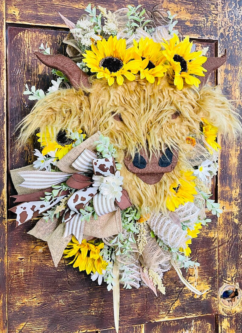 Highland Cow Wreath Highland Cow Decor Farmhouse Decor - Etsy