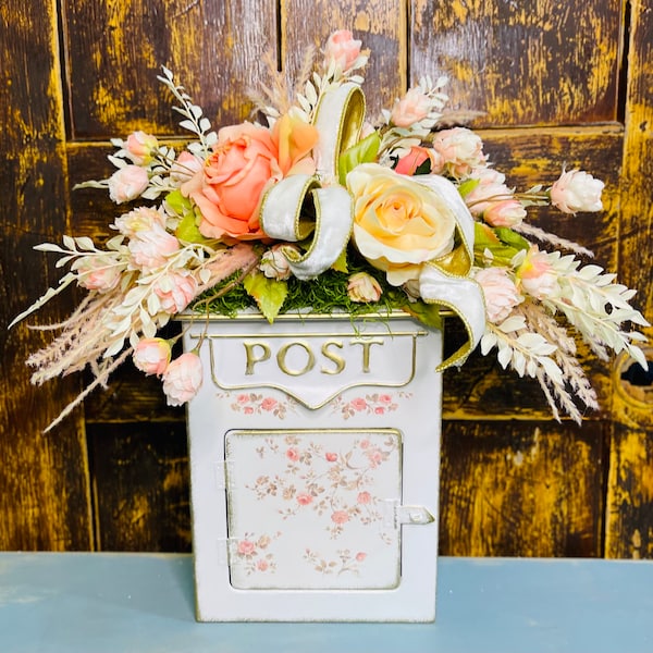 Mailbox decor, decorative mailbox, Mothers Day gift, Floral centerpiece, Spring decor, French country decor