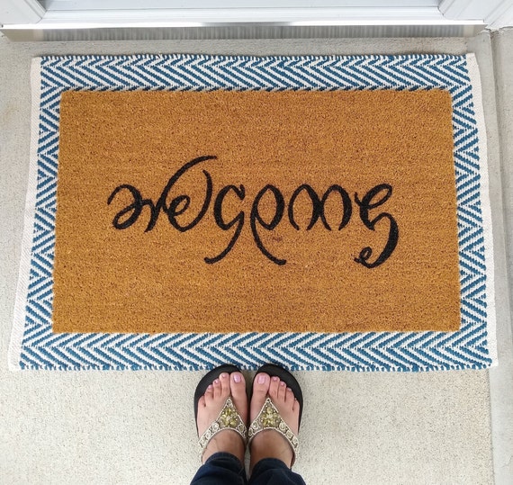 Ambigram Welcome Goodbye Mat Doormat Welcomemat Unique Gift Etsy