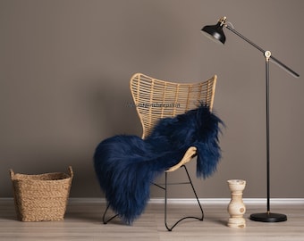 Dark blue Dyed Genuine Sheepskin Lambskin Sheep Skin Rug Pelt Soft Wool