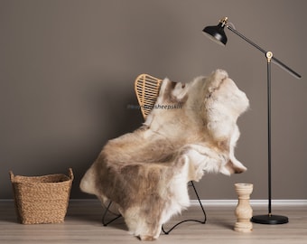 Giant Exclusive Scandinavian Reindeer natural, skin hide rug, Caribou hide, prime quality 100% leather, rentier Hygge