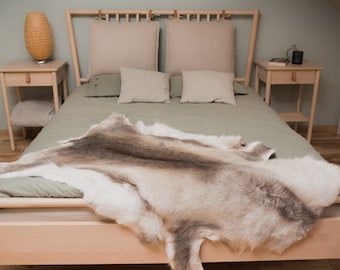 Giant Exclusive Scandinavian Reindeer natural, skin hide rug, Caribou hide, prime quality 100% leather, rentier Hygge