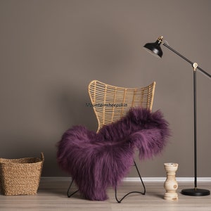 Violet/ purple Dyed Genuine Icelandic Sheepskin Lambskin Sheep Skin Rug Pelt Soft Wool, schaffell Hygge