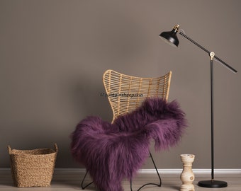 Violet/ purple Dyed Genuine Icelandic Sheepskin Lambskin Sheep Skin Rug Pelt Soft Wool, schaffell Hygge