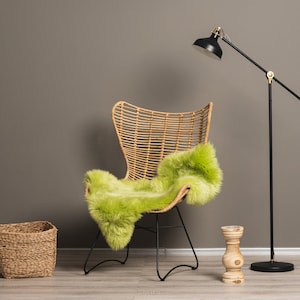 Green apple Dyed Genuine Sheepskin Lambskin Sheep Skin Rug Pelt Soft Wool Throw, schaffell Hygge