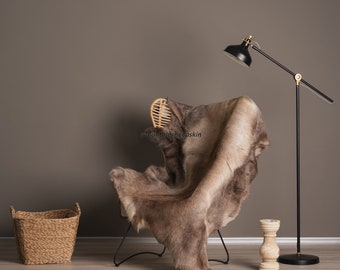 Giant Exclusive Scandinavian Reindeer natural, skin hide rug, Caribou hide, prime quality 100% leather, rentier Hygge