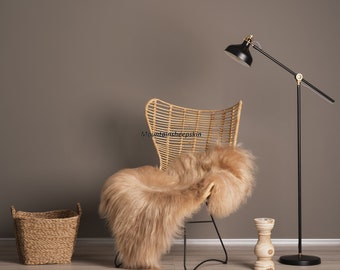 Cappuccino Beige Dyed Genuine Icelandic Sheepskin Lambskin Sheep Skin Rug Pelt Soft Wool Throw, schaffell Hygge
