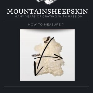 May include: Diagram showing how to measure the length and width of a sheepskin rug. The diagram shows a white sheepskin rug with black lines indicating the length and width measurements. The text "Length" and "Width" are written on the lines.