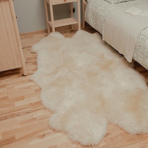 Giant XXL Genuine Natural creamy white-ivory quadruple Sheepskin Rug, Pelt, Giant Sheepskin throw, QUATRO (4), schaffell Hygge