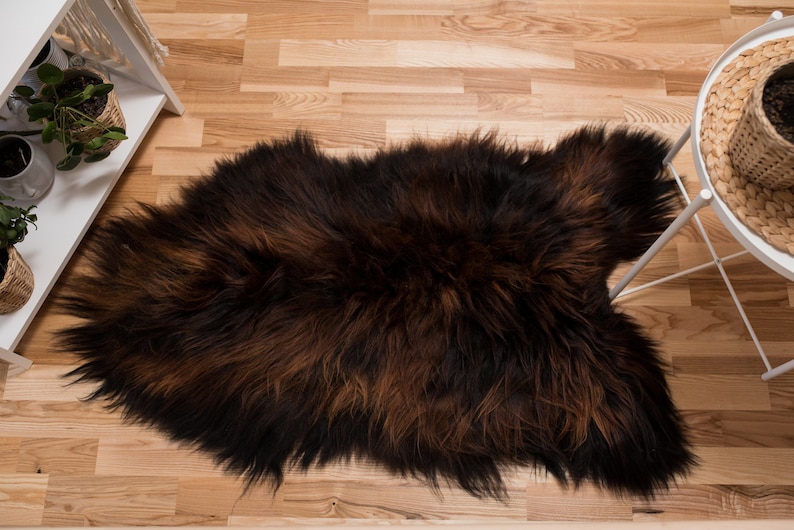 Icelandic Genuine Sheepskin Rug, Rust Black, Single Animals Pelt ...