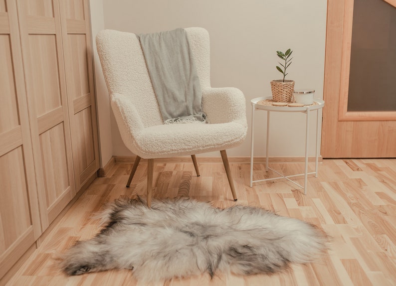 Sheepskin Natural GRAY Icelandic Rugs, Amazing Sheepskin, Sheepskin, Leather Sheep Skin, Area Rugs Carpet, Rugs long wool, schaffell Hygge image 5