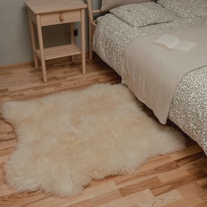 Giant Genuine Natural creamy white-ivory double Sheepskin Rug, Pelt, Sheepskin throw, schaffell, Hygge