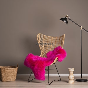 Dark Pink Dyed Genuine Sheepskin Lambskin Sheep Skin Rug Pelt Soft Wool Throw, schaffell Hygge