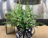 Farmhouse Arrangement in White Painted Metal Pitcher