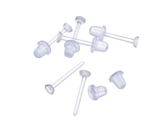 48 Clear Plastic Earring Posts, Invisible Earring Findings, Studs With  Backs, Makes 24 Pairs of Earrings, Jewelry Supplies 