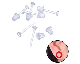 Clear Plastic Stud Earrings. Transparent In Colour Easily Hidden For Work Or School. Acrylic Post With Silicone Back. Small Clear Earring