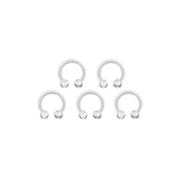 Invisible Clear Plastic Half Hoop Piercing. Transparent In Colour Nose Septum Ring For Work Or School. Acrylic Septum Ring With Screw On End